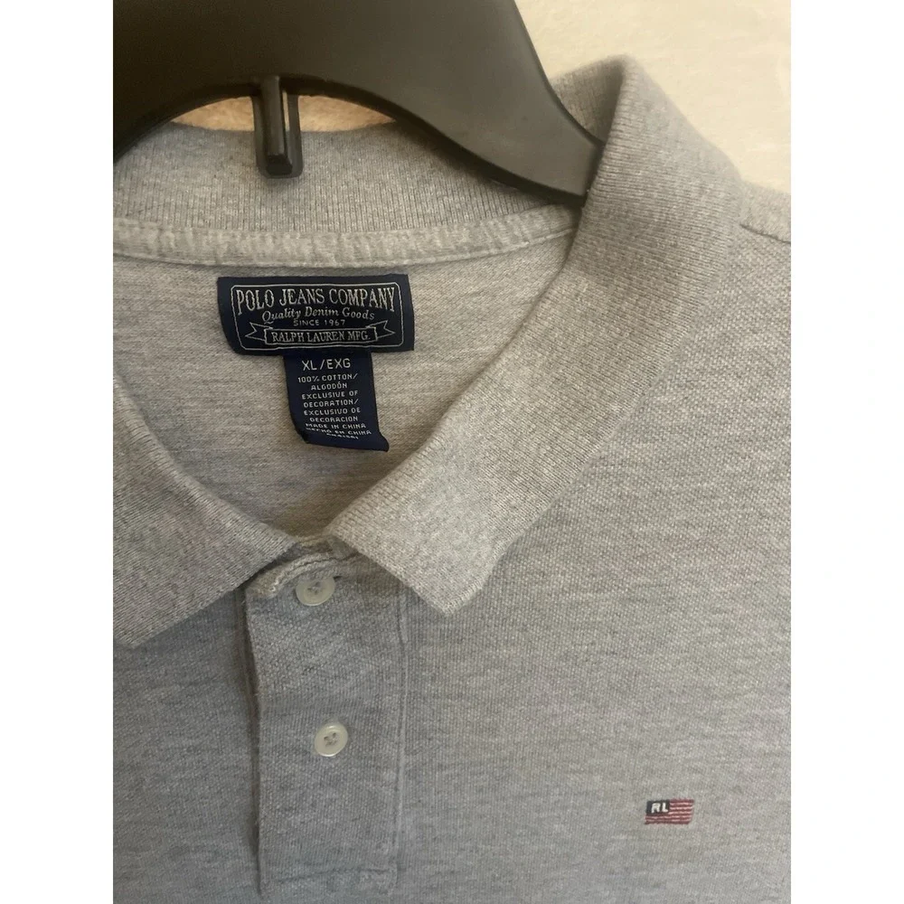 Ralph Lauren Polo Jeans‎ Company RL Flag Logo gray  polo XL  vintage